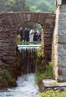 Wedding view through bridge