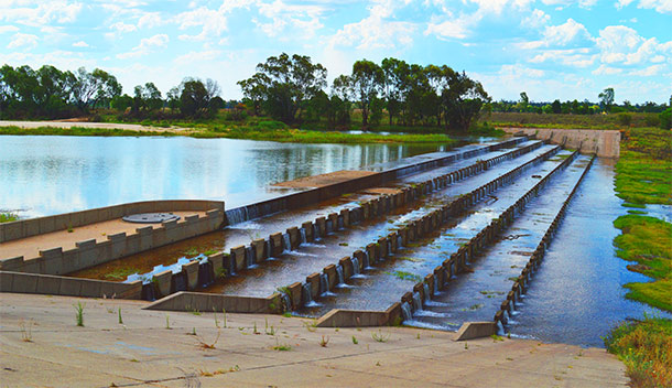 The Neil Turner Weir located just outside Mitchell. Popular for fishing